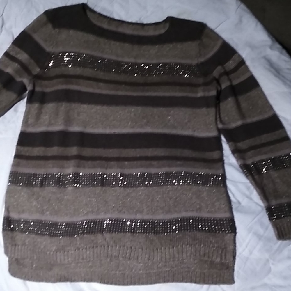 Chico's brown sequined sweater